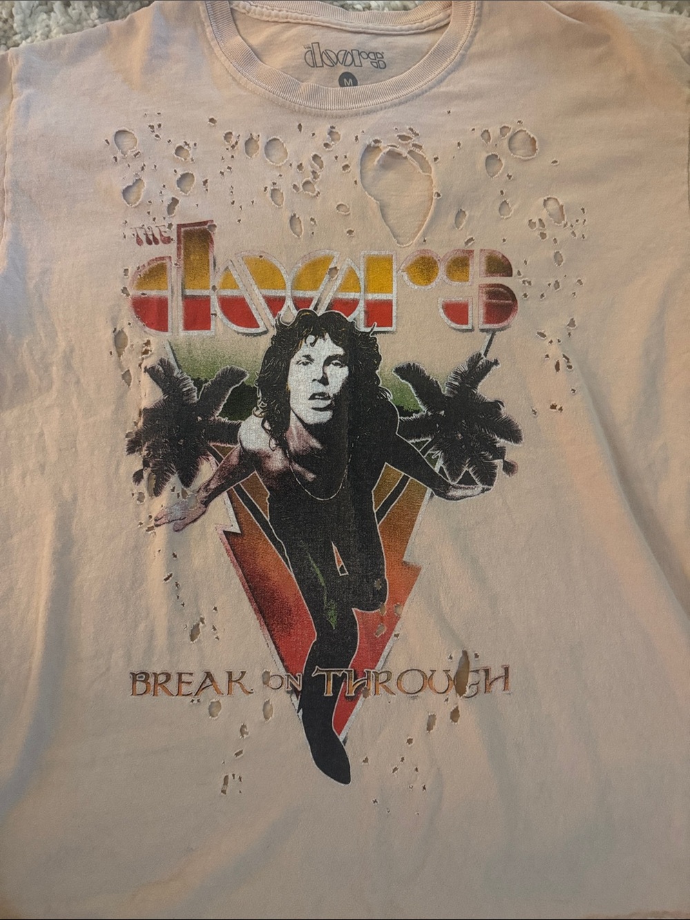 The Doors Break on Through Distressed Tee W-Medium Urban Outfitters Jim Morrison